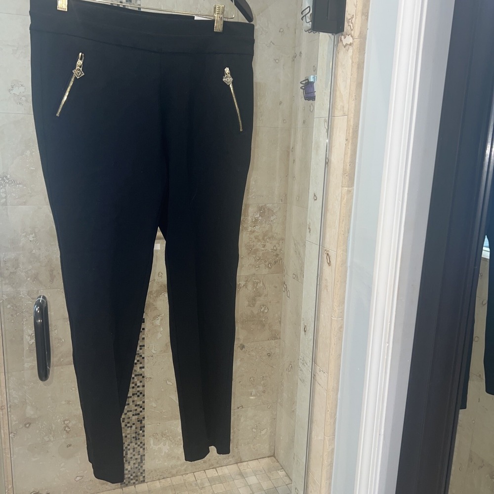 Anne Klein Women Black Elastic Skinny Leg Dress Pants Slim Ankle Medium
